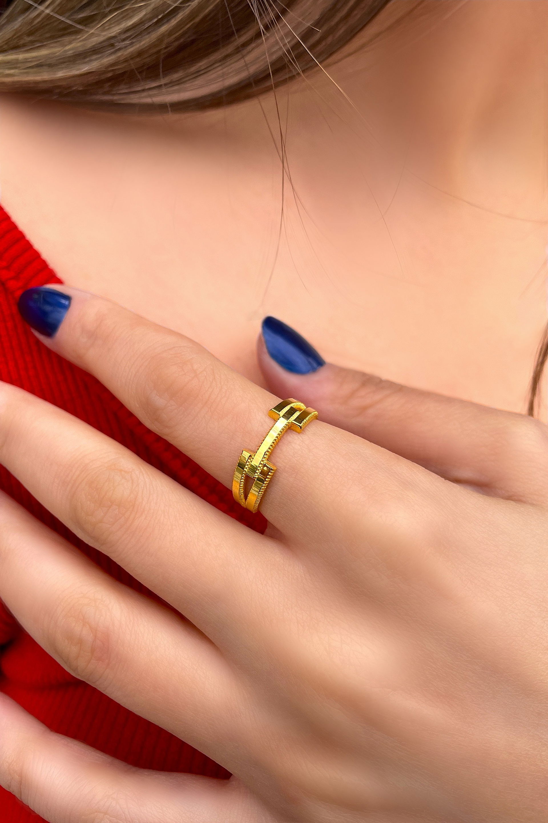 Ajda Taşsız Altın Yüzük 8YZK495 - 1