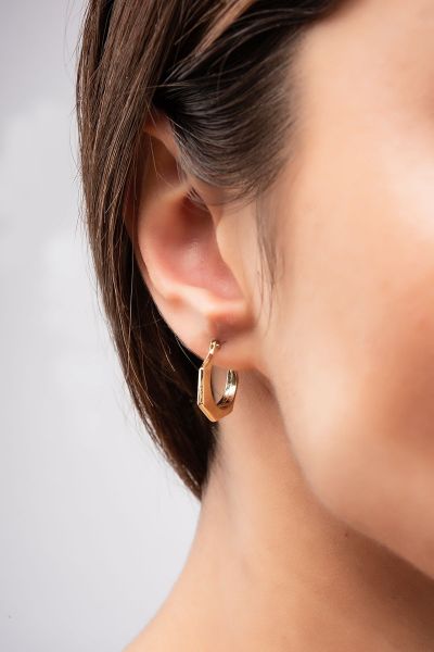 Altıgen Altın Küpe 14KP1937 - Altınaşkı