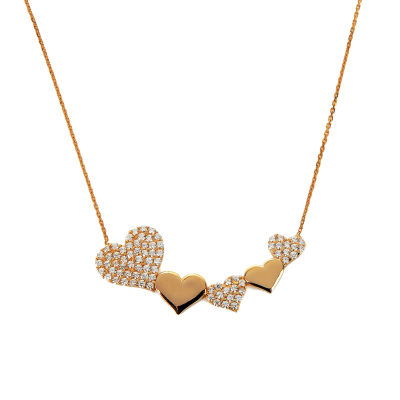 Altın Beş Kalpli Kolye 14KLY564 - Altınaşkı