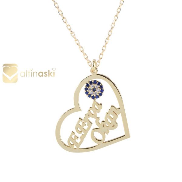Altın İsimli Kalpli Kolye FYA137 - Altınaşkı