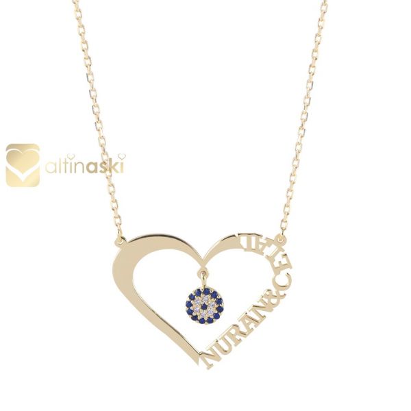 Altın İsimli Kalpli Kolye FYA138 - Altınaşkı