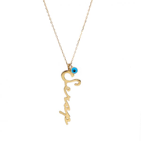 Nazar Boncuklu İsimli Altın Kolye 14KLY2662 - Altınaşkı