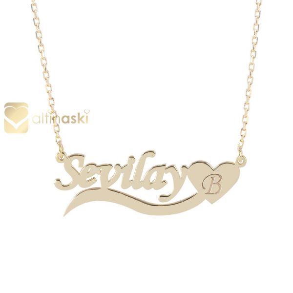 Altın Kalpli İsimli Kolye FYA115 - Altınaşkı