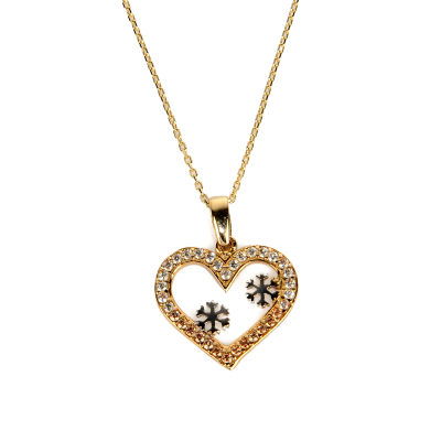 Altın Kalpli Kartaneli Kolye 14KLY612 - Altınaşkı