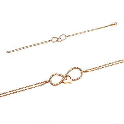 Altın Kalpli Sonsuzluk Bileklik 14KNY195 - Altınaşkı