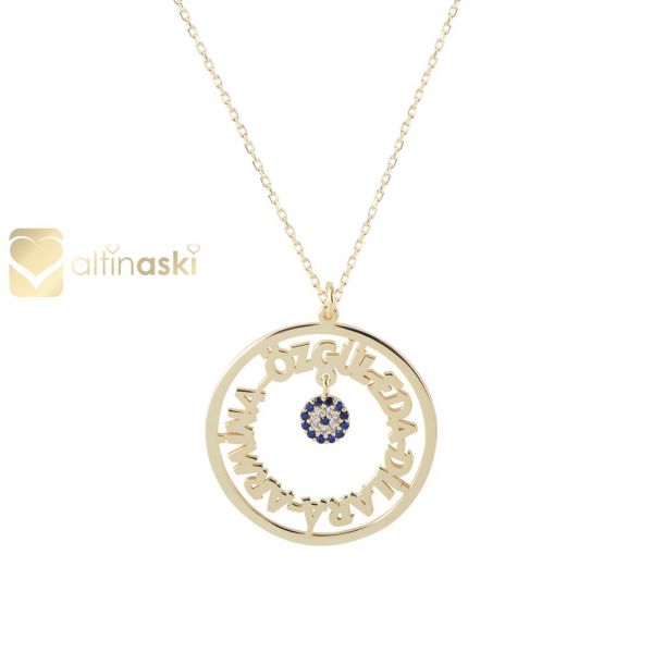 Altın Nazar Boncuklu İsimli Kolye FYA139 - Altınaşkı