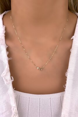 Altınaşkı Halka Zincirli Külçe Altın Kolye 14KLY2019 - 3