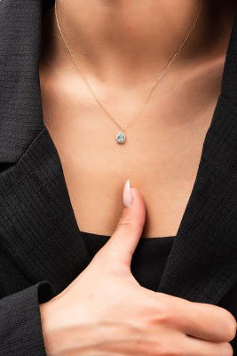 Aqua Taşlı Damla Hayalet Altın Kolye 8KLY755 - 1