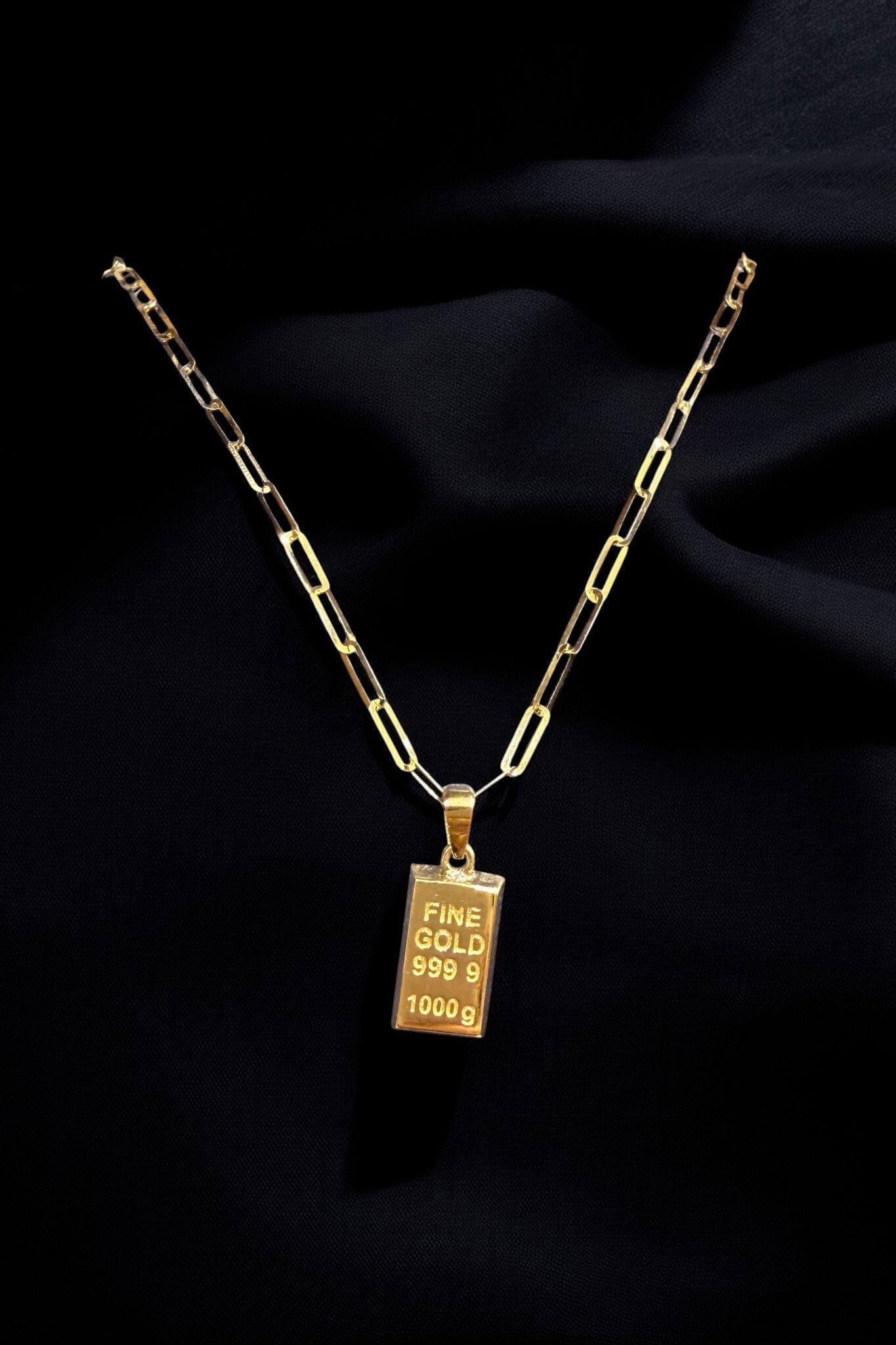 Ataş Zincirli Külçe Altın Kolye 14KLY5756 - 1