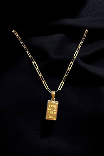 Ataş Zincirli Külçe Altın Kolye 14KLY5756 - Altınaşkı