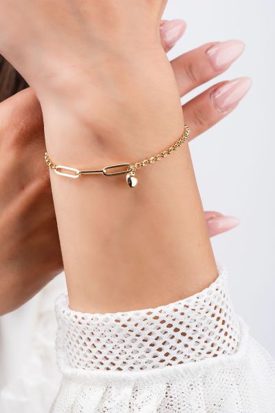 Ataşlı Kalp Altın Bileklik 8KNY965 - Altınaşkı