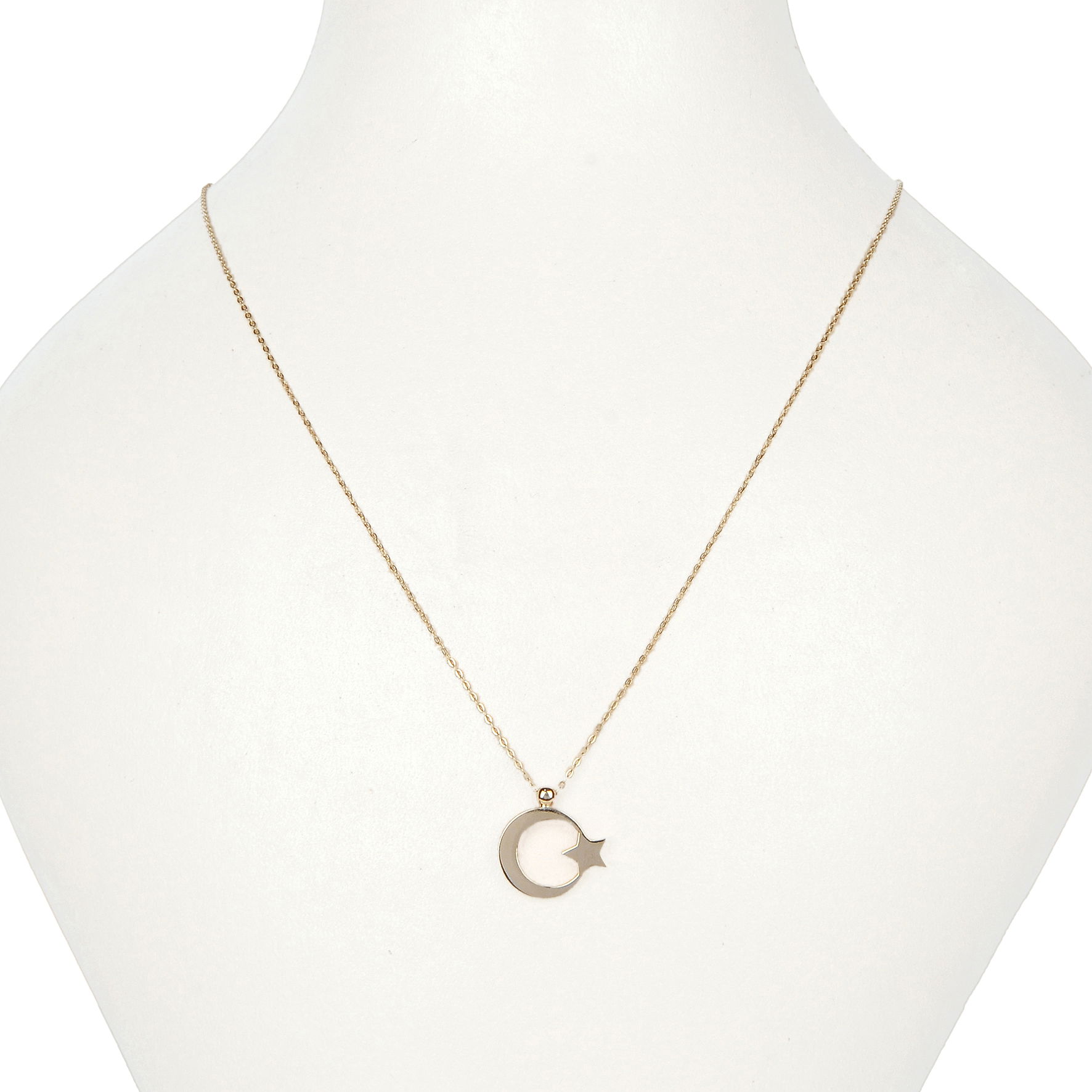 Ay Yıldız Hayalet Altın Kolye 8KLY792 - 4