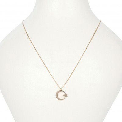 Ay Yıldız Hayalet Altın Kolye 8KLY792 - 4