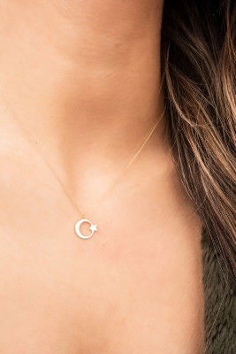 Ay Yıldız Hayalet Altın Kolye 8KLY792 - 2