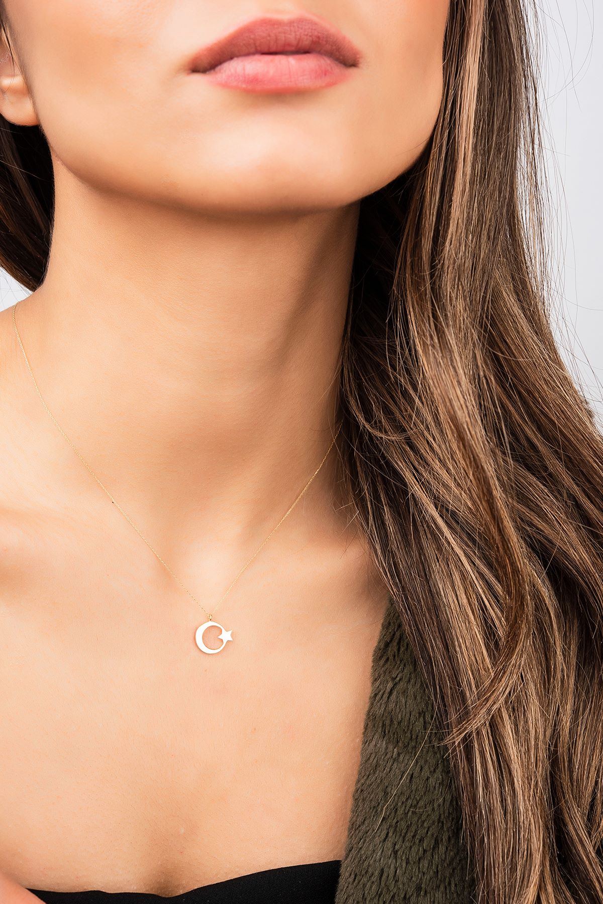 Ay Yıldız Hayalet Altın Kolye 8KLY792 - 3