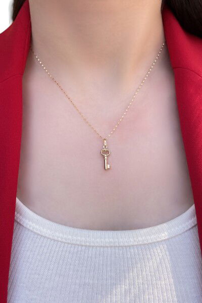 Aynalı Anahtar Altın Kolye 14KLY8990 - Altınaşkı