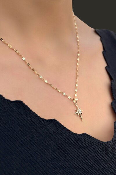 Aynalı Kuzey Yıldızı Altın Kolye 14KLY3434 - Altınaşkı