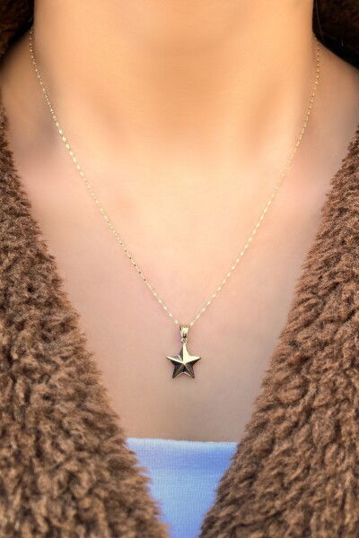 Aynalı Yıldız Altın Kolye 14KLY3063 - Altınaşkı