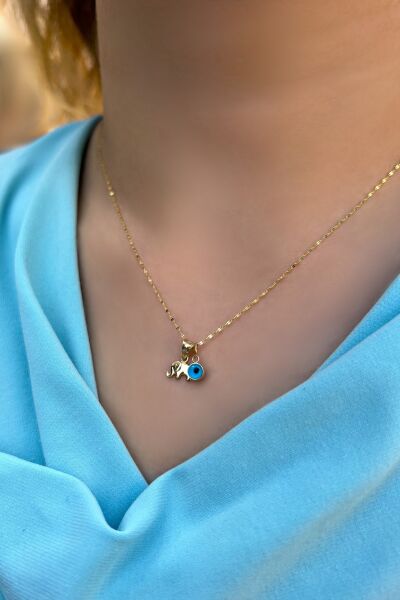 Aynalı Zincir Fil Altın Kolye 14KLY7185 - Altınaşkı