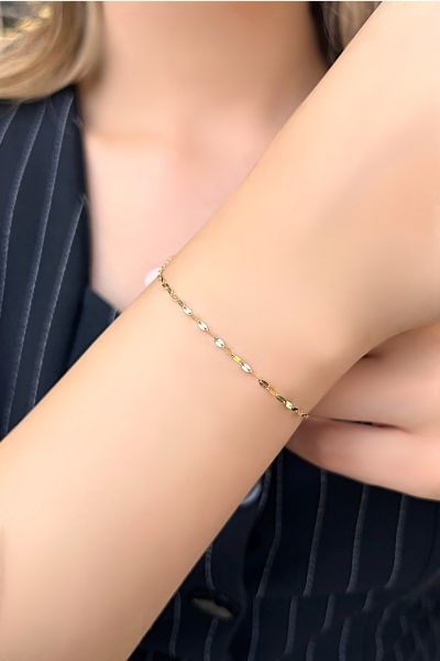 Aynalı Zincirli Altın Bileklik 14KNY1098 - Altınaşkı
