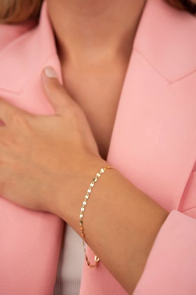 Aynalı Zincirli Altın Bileklık 14KNY6364 - Altınaşkı