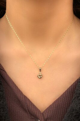 Aynalı Zincirli Aşk Düğümü Altın Kolye 14KLY7878 - 2