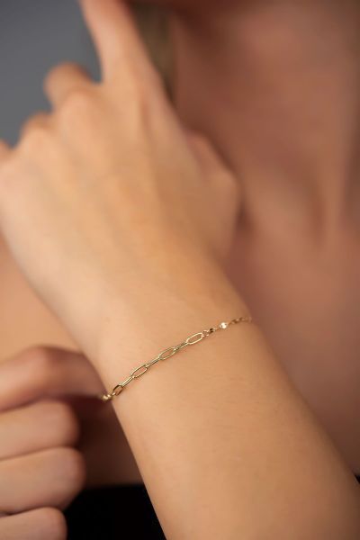 Aynalı Zincirli Ataşlı Altın Bileklık 14KNY4555 - Altınaşkı