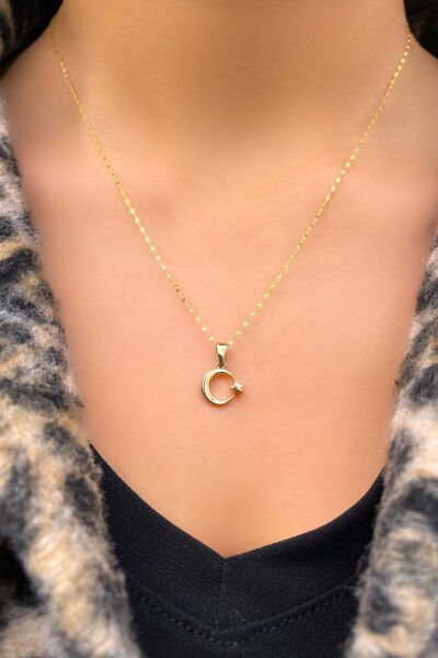 Aynalı Zincirli Ayyıldız Altın 14KLY5563 - Altınaşkı