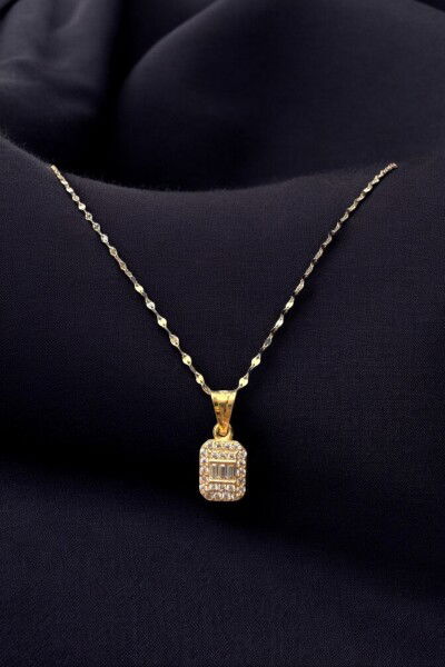 Aynalı Zincirli Baget Altın Kolye 14KLY5678 - Altınaşkı