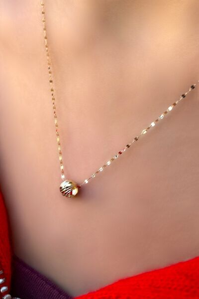 Aynalı Zincirli Dorika Altın Kolye 14KLY440 - Altınaşkı