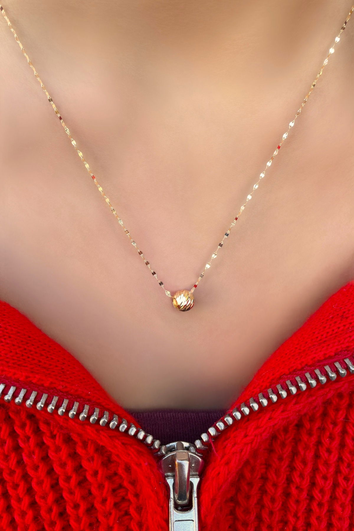 Aynalı Zincirli Dorika Altın Kolye 14KLY440 - 2