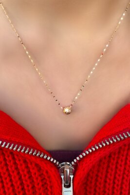 Aynalı Zincirli Dorika Altın Kolye 14KLY440 - 2