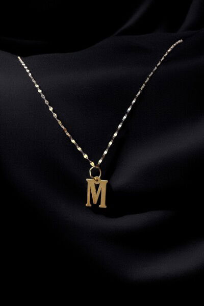 Aynalı Zincirli Harf Altın Kolye 14KLY8760 - Altınaşkı