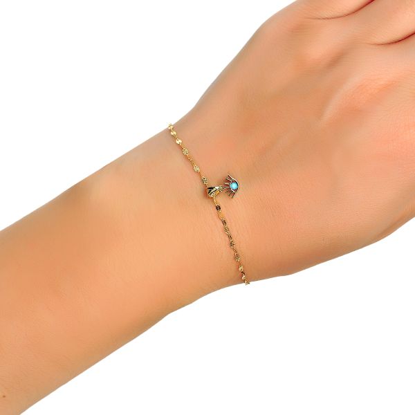 Aynalı Zincirli Kİrpikli Altın Bileklik 14KNY1714 - Altınaşkı