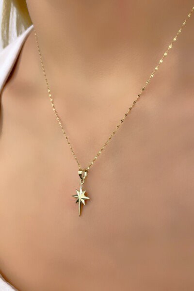 Aynalı Zincirli Kuzey Yıldızı Altın Kolye 14KLY4785 - Altınaşkı