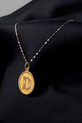 Aynalı Zincirli Nostaljik Harf Altın Kolye 14KLY442 - 2
