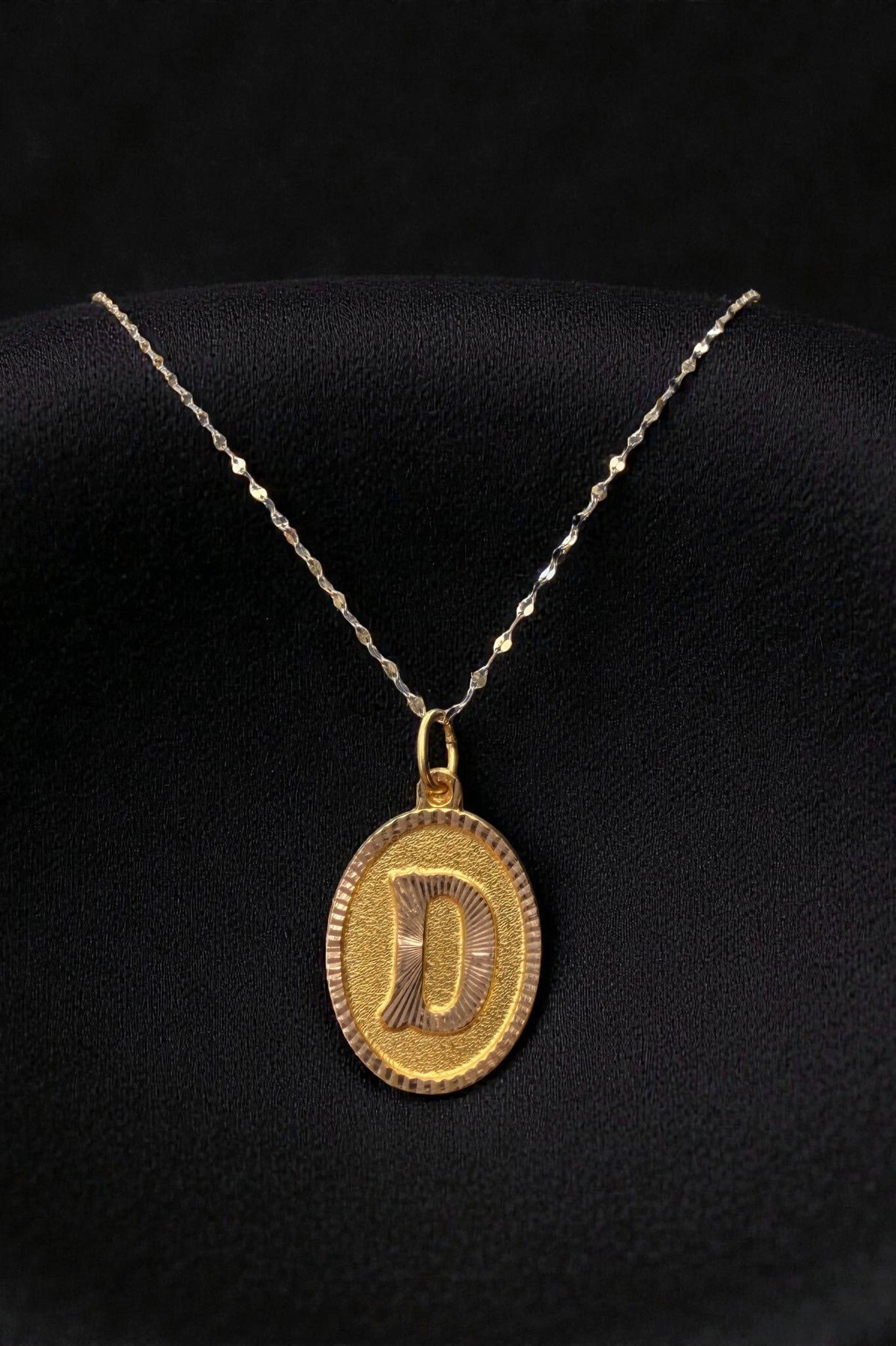 Aynalı Zincirli Nostaljik Harf Altın Kolye 14KLY442 - 1