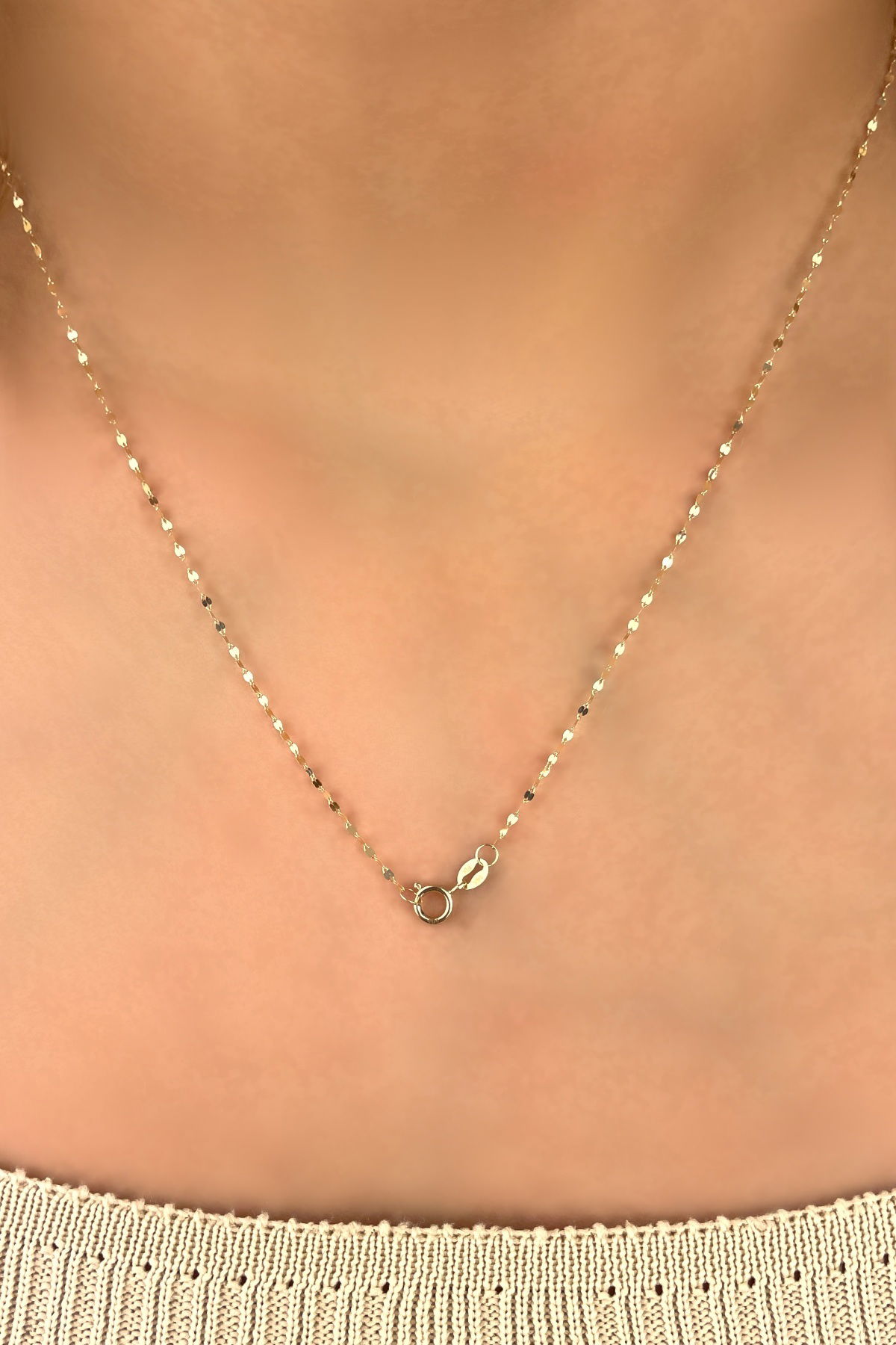 Aynalı Zincirli Taşlı Kalp Altın Kolye 14KLY8965 - 3