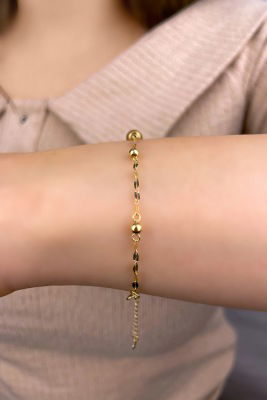 Aynalı Zincirli Toplu Altın Bileklik 14KNY892 - 2