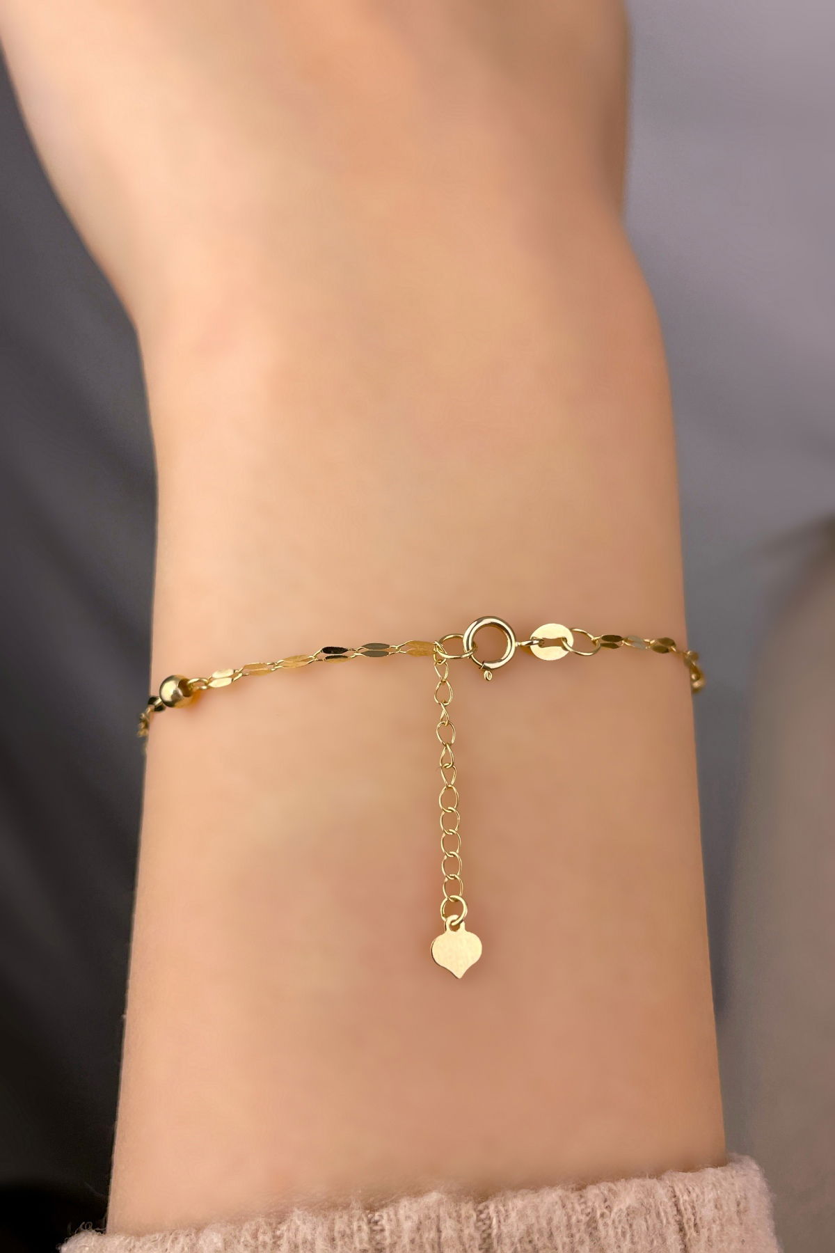 Aynalı Zincirli Toplu Altın Bileklik 14KNY892 - 3