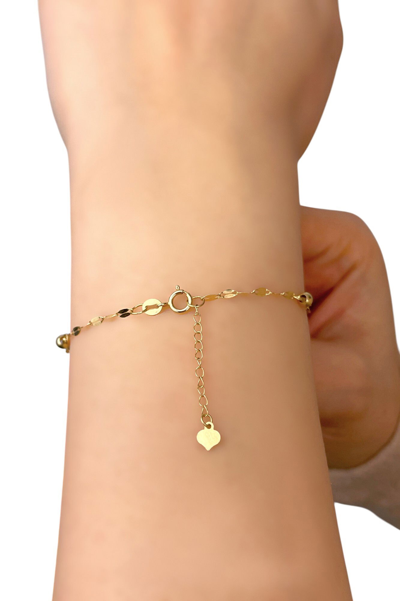 Aynalı Zincirli Toplu Altın Bileklik 14KNY901 - 3