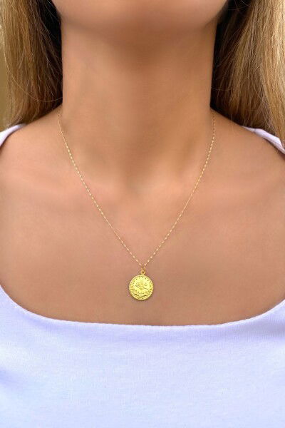 Aynalı Zincirli Tuğra Baskılı Altın Kolye 14KLY3010 - Altınaşkı