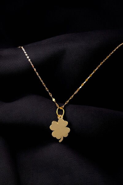 Aynalı Zincirli Yonca Altın Kolye 14KLY1089 - Altınaşkı