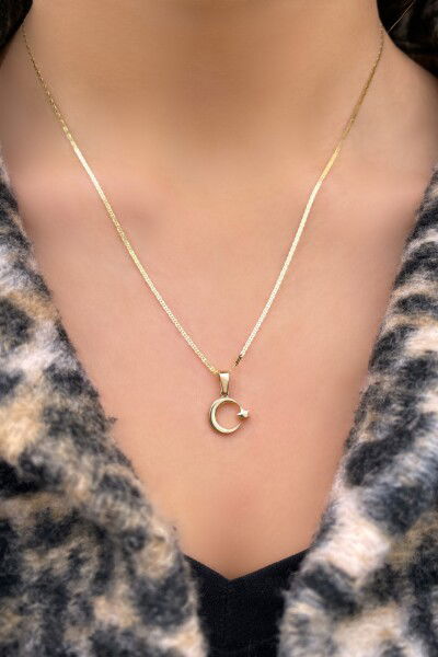 Ayyıldız Parlak Altın Kolye 14KLY8625 - Altınaşkı