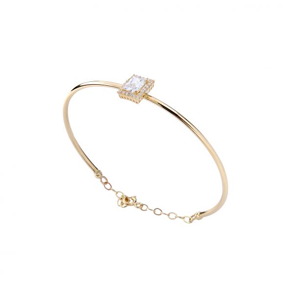 Baget Taşlı Altın Kelepçe Bilezik 14KLPC245 - Altınaşkı