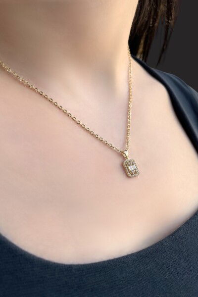 Baget Taşlı Altın Kolye 14KLY2066 - Altınaşkı