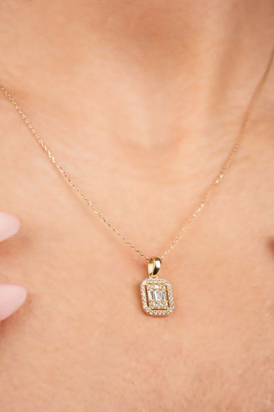 Baget Taşlı Altın Kolye 8KLY856 - Altınaşkı