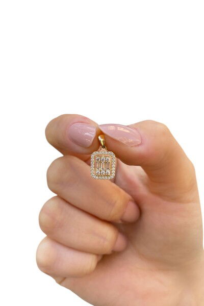 Baget Taşlı Altın Kolye Ucu 14KLY3717 - Altınaşkı