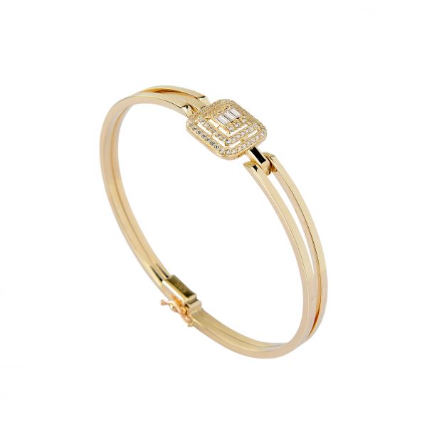 Baget Taşlı Altın Kelepçe Bilezik 14KLPC313 - Altınaşkı