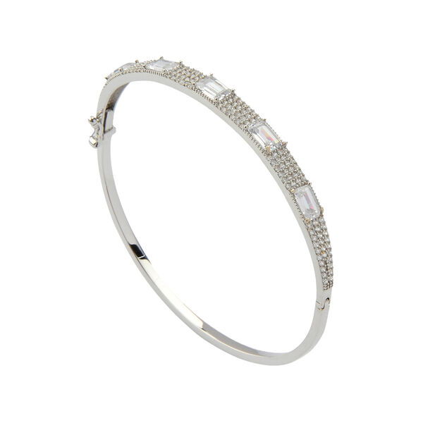 Baget Taşlı Beyaz Altın Kelepçe Bilezik 14KLPC205 - Altınaşkı